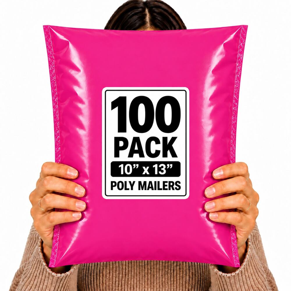 POLYMAILERS PINK SHIPPING BAGS (100 PACK) 10" X 13" SELF SEAL MAILERS